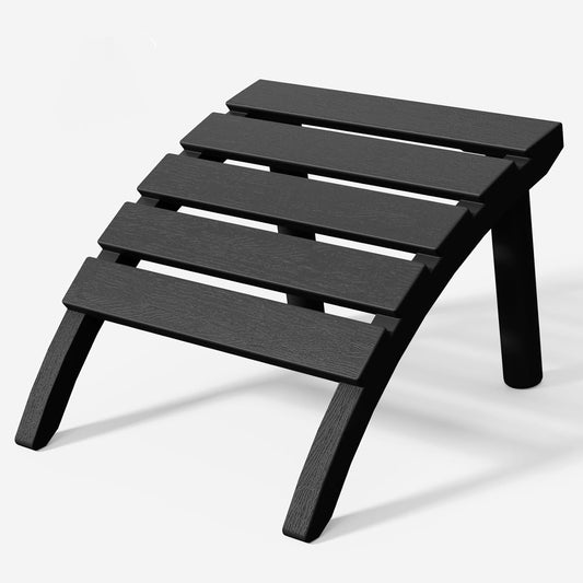 Adirondack Ottoman, HDPE Plastic Adirondack Footstool, All Weather Foot Rest for Adirondack Chair, Outdoor Footrest for Patio,Backyard, Lawn, Fire Pits, Black