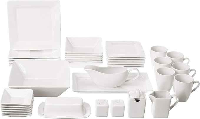 10 Strawberry Street Nova Square 40 pc Dinnerware Set, Cream White