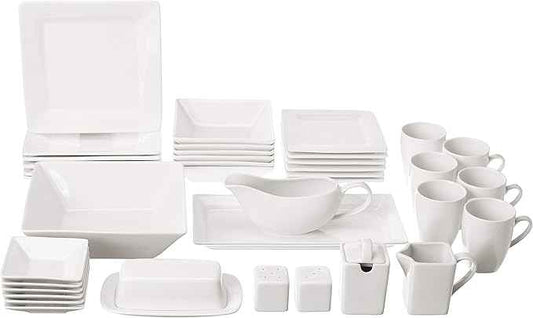 10 Strawberry Street Nova Square 40 pc Dinnerware Set, Cream White