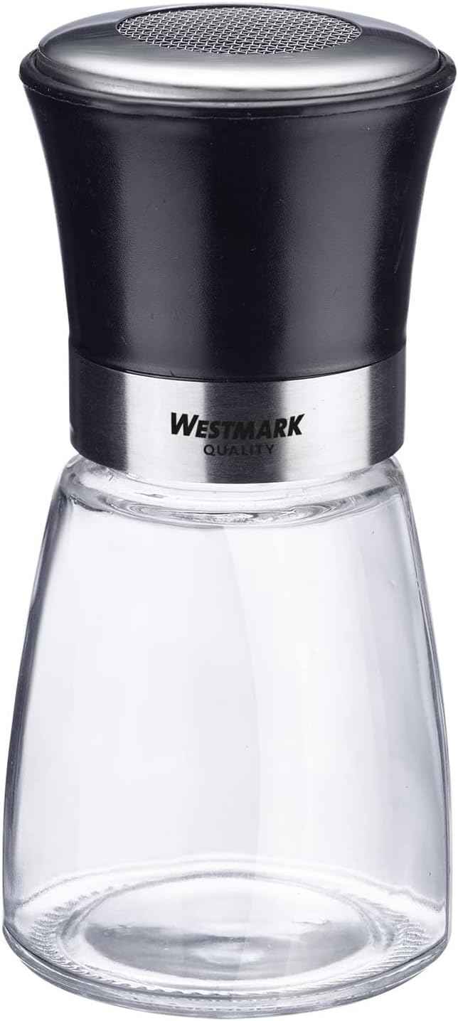 Westmark Icing Sugar Shaker, with Lid, Capacity: 190 ml, Glass/Stainless Steel/Plastic, Blacky, Transparent/Black/Silver, 69512260
