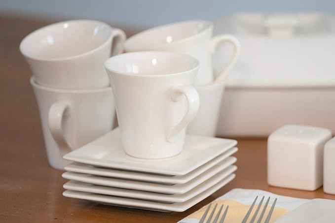 10 Strawberry Street Nova Square 30 pc Dinnerware Set, Cream White