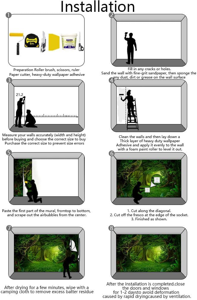 Ancient Large Trees Forest Wallpaper, Large Background Wall Mural, Decorating Bedroom, Living Room, Bath Room(Non-self-Adhesive)