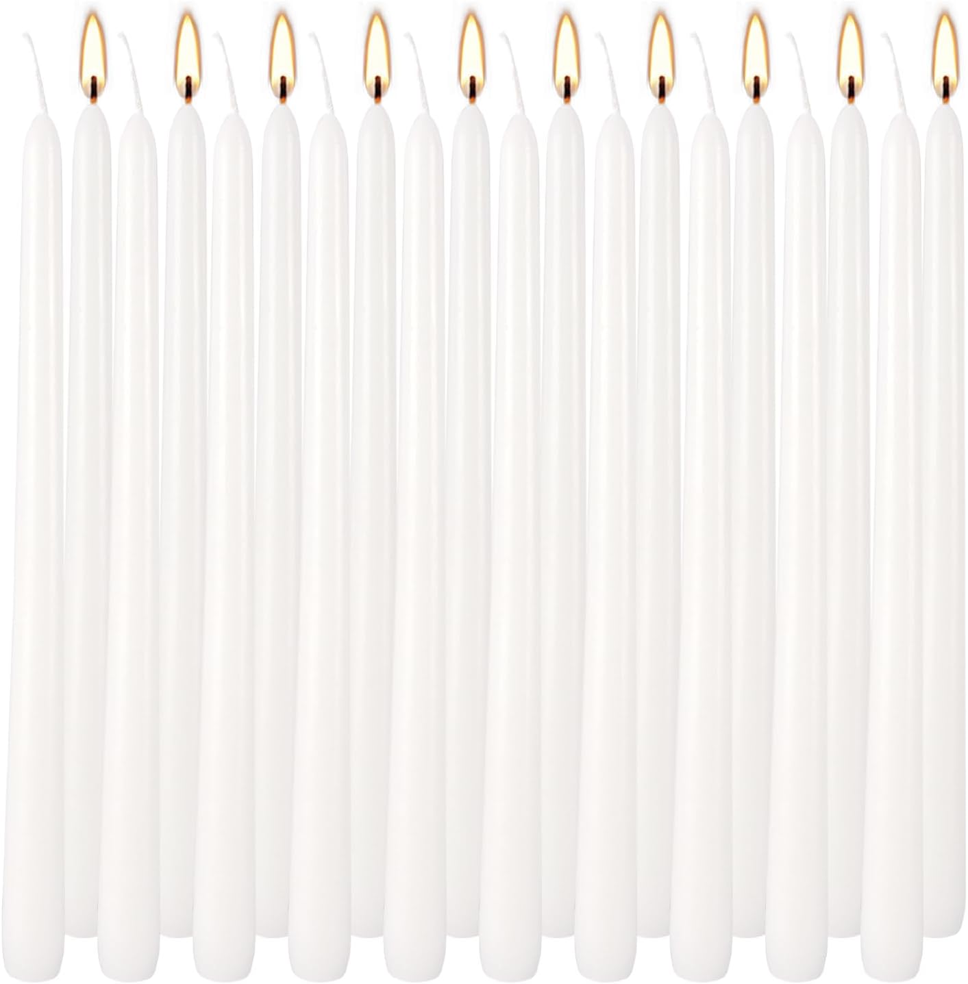 20 Pack White Taper Candles 12 Inch Tall 3/4 Inch Thick Burn 10 Hours