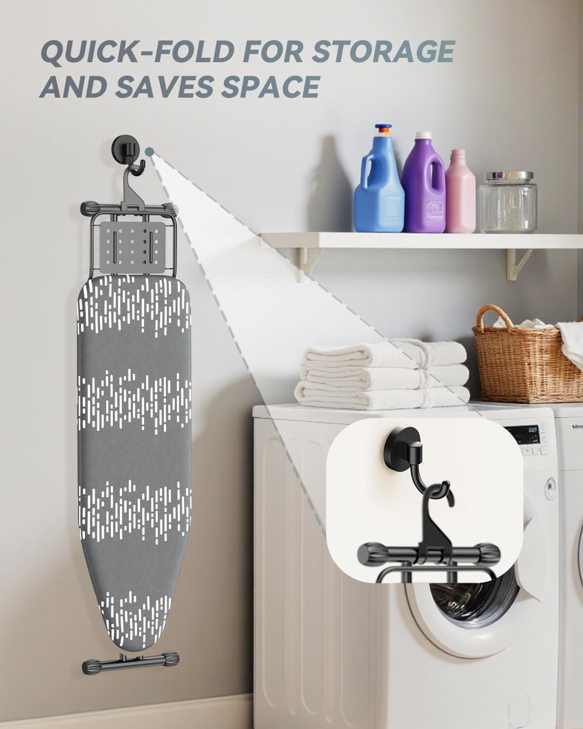 Ironing Board Full Size 54"x13" - Adjustable Height Foldable Iron Board with Iron Rest, Heat-Resistant Cover & Ultra Thick Padding - Heavy-Duty Sturdy Design, Space-Saving Ironing Table (Grey)