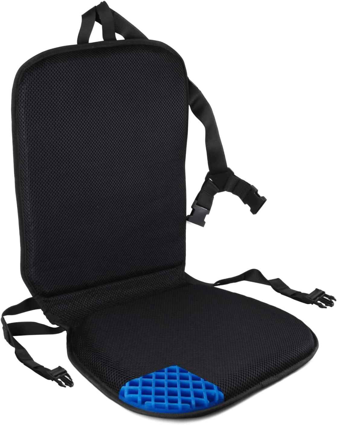 FOMI Premium All Gel Orthopedic Seat and Back Cushion Pad | Upper Lower Back Support Pillow for Car, Office, Kitchen Chair | Pressure Sore, Coccyx Pain Relief | Prevents Sweaty Bottom | Foldable