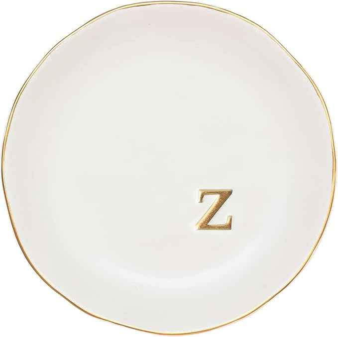 COLLECTIVE HOME - Ceramic Jewelry Tray, Decorative Trinket Dish for Rings Earrings Necklaces Bracelet Watch Keys, Birthday Mother's Day Christmas Gift for Women, 4.75", White Surface (Z)