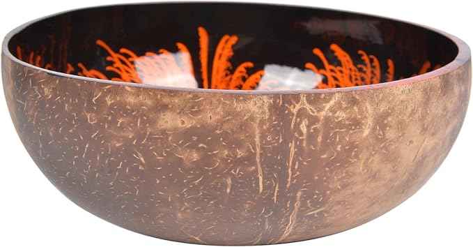 ChezMax Natural Coconut Bowl Mother of Pearl Inlaid Shell Bowls Key Bowl for Entryway Table Candy Container Nuts Holder Fruits & Dry Snack Storage Bowl Round Handcrafted Bowl for Decoration