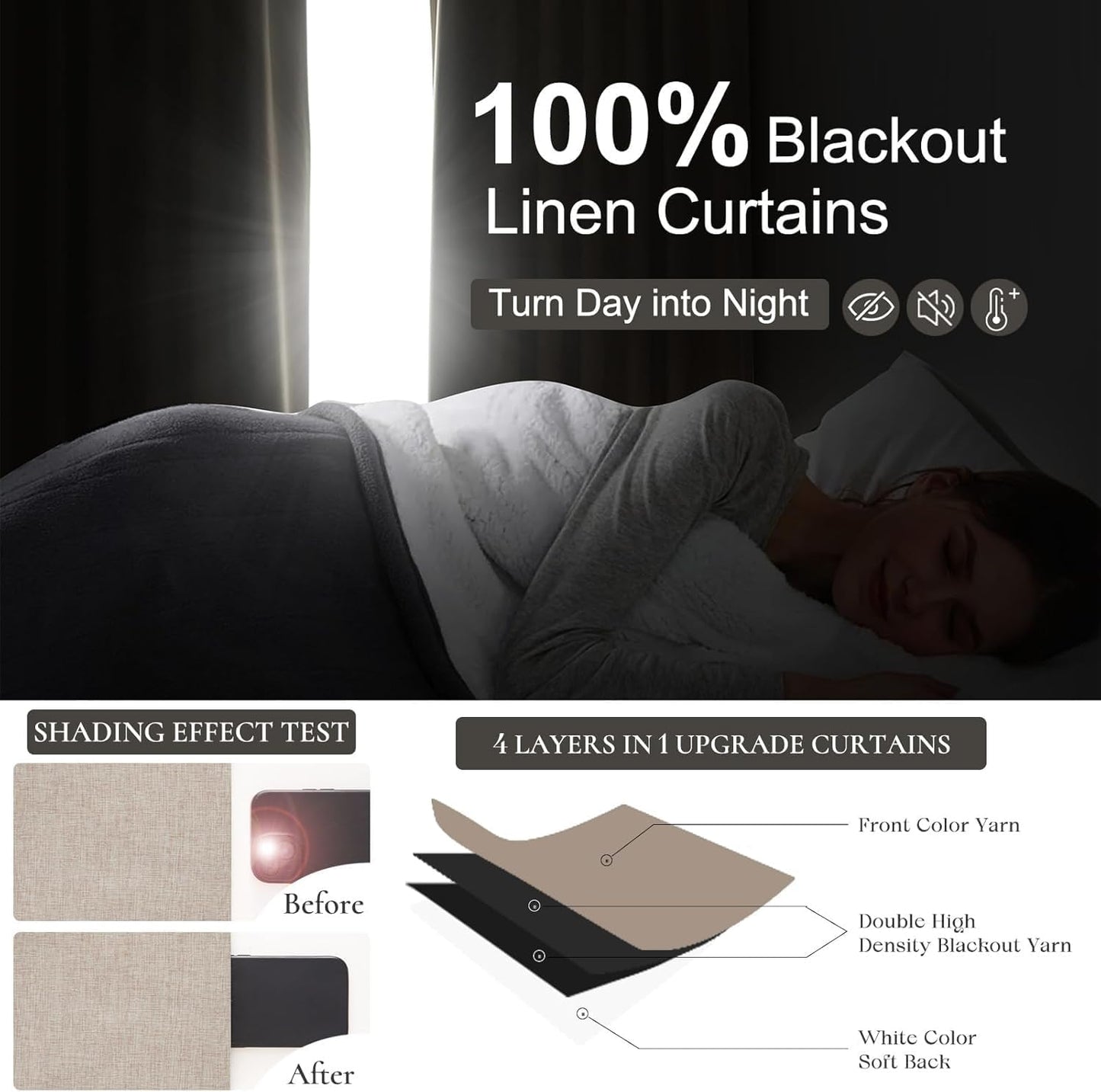 Extra Wide Thick Burlap Blackout Patio Door Curtains for Sliding Glass Door 2 Panels Set, Farmhouse Boho Pinch Pleated Flax Linen Blend Energy Efficient Bedroom Window Large Drapes (70"Wx84"L)