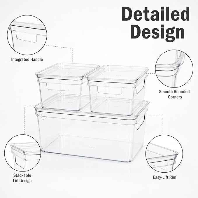 Baking Supplies Storage Containers 3Pc,Baking Kits with Handles&Lid for Adult,Stackable Bakeware Organizer Storage Bins,BPA Free Baking Accessories,Kitchen,Pantry Storage and Organization Box