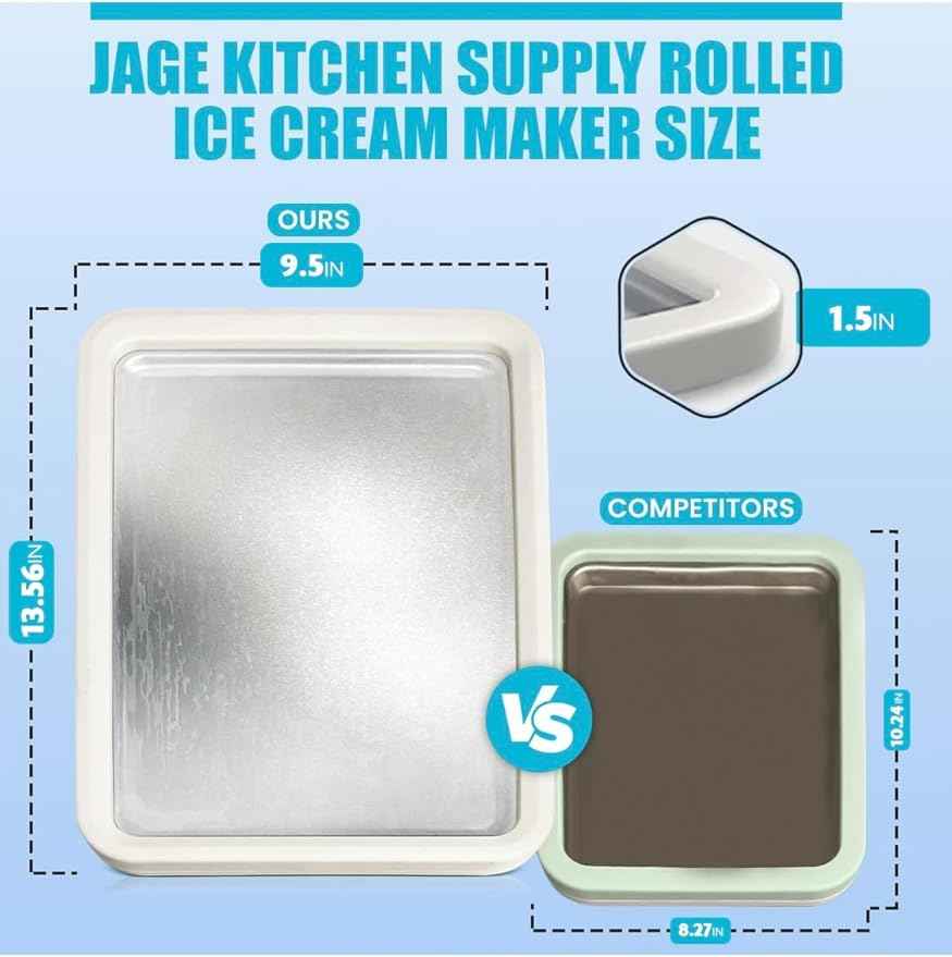 Extra Large Rolled Ice Cream Maker (14"x10") - Make Instant IceCream w/the Family - Manual Roll Your Own IceCream - Roll Ice Cream Tray
