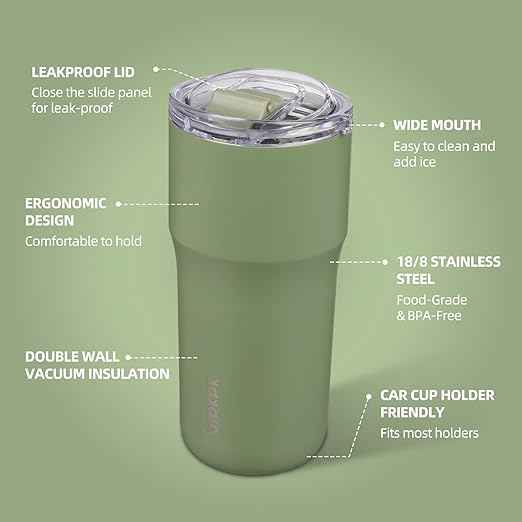 BJPKPK Insulated Tumbler,20oz Stainless Steel Tumbler with lid,Double Wall Travel Coffee Mug Thermal Cup,Keep Drinks Cold and Hot,Forest Green