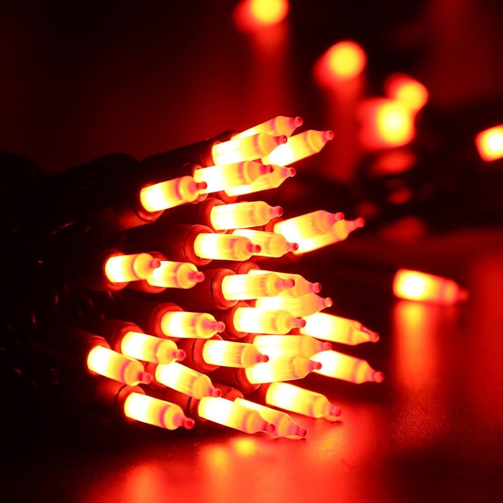 ODEETRONIC Orange Halloween Lights, 21.63ft 100 Count Orange Incandescent Lights, 120V UL Certified Mini Light Connectable, Amber Incandescent Halloween Light Waterproof for Tree Indoor Outdoor Room