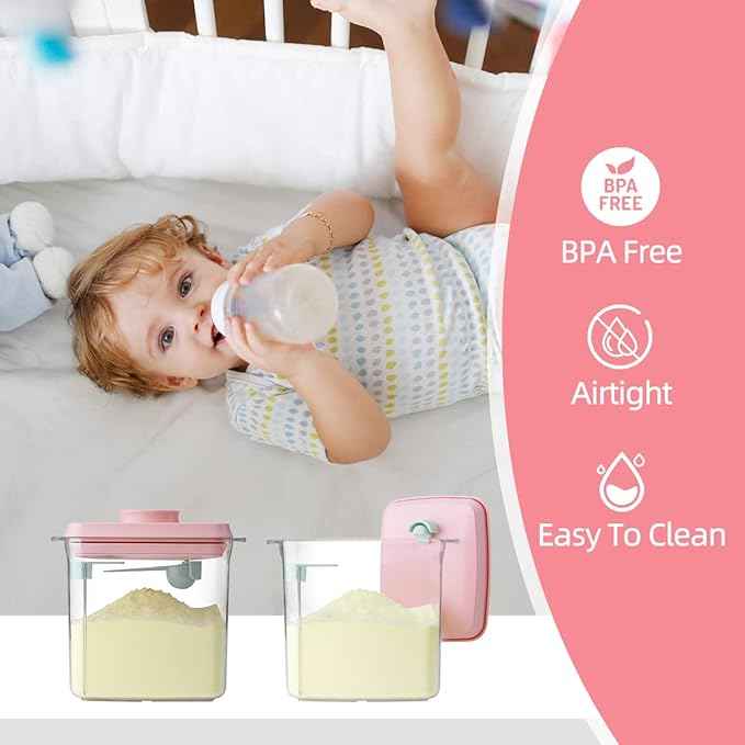 Ankou Formula Container - 1700ml Airtight Formula Dispenser One Button Handy Milk Powder Container BPA-Free Storage Containers with Scoop and Scraper Transparent 730g
