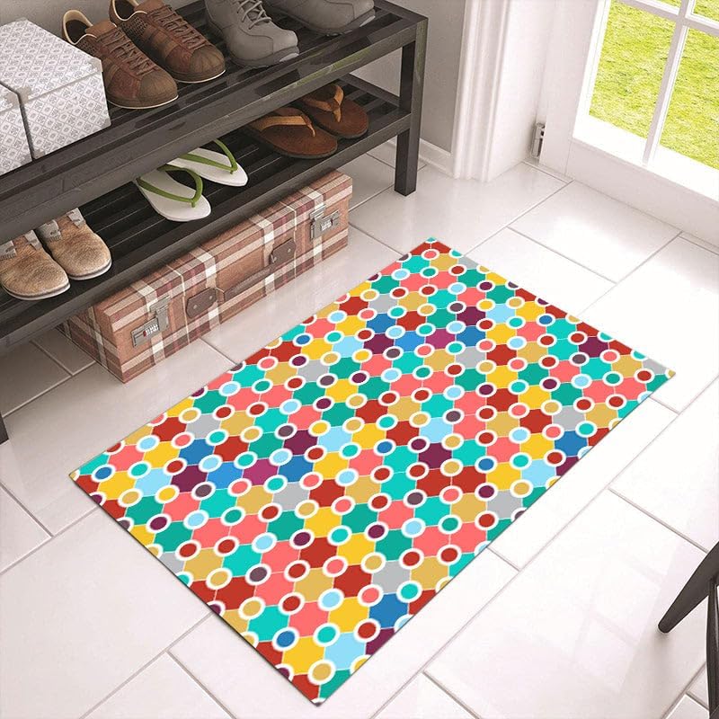 Machine Washable Polka Dot Rug for Kids Area - Multicolor Soft Rug for Nursery/Playroom/Classroom - 6x9