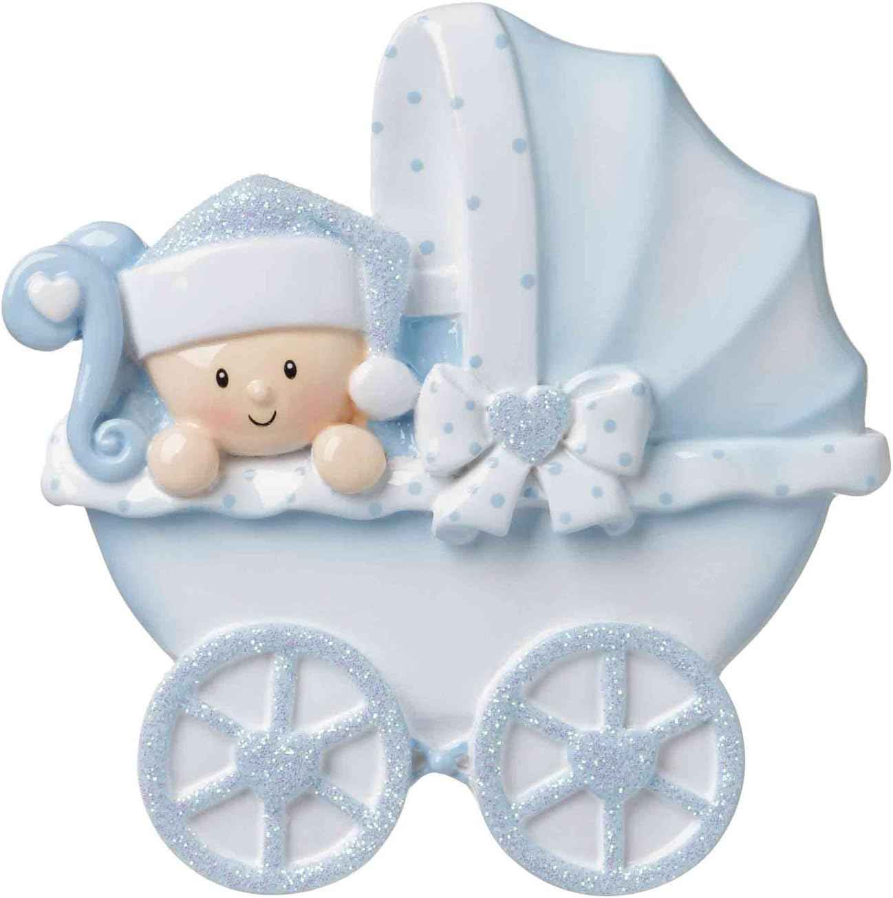 3D Personalized Babys First Christmas Ornament 2025 Boy | Baby's First Christmas Ornament 2025 Baby Ornaments for Xmas Tree My 1st Xmas Boy Ornaments for Couples New Parents - Baby in Blue Stroller