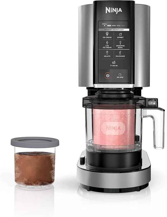 SharkNinja NC301 CREAMi 7-In-1 Ice Cream Maker with 7 Custom Frozen Treat Modes and Easy 3-Step Treat Preparation, Cloud Silver (Renewed)