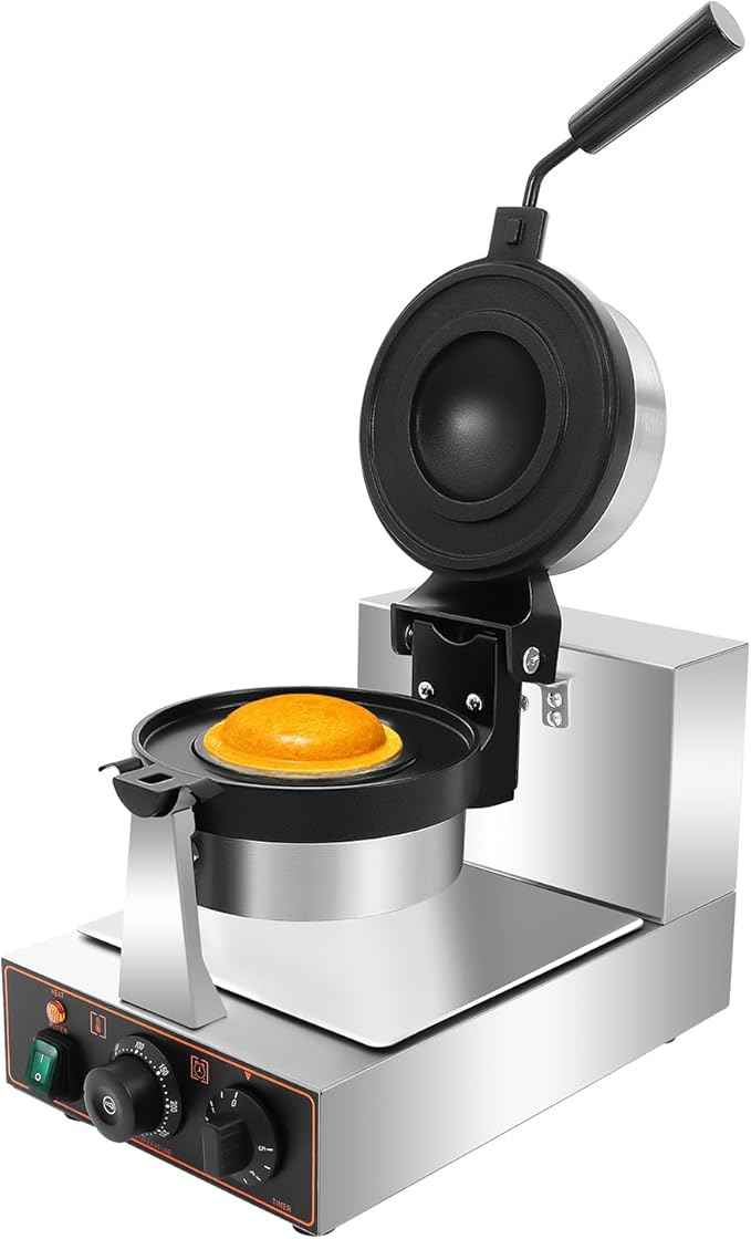 Burger Waffle Maker, Commercial ufo Burger Machine, Electric Burger Waffle Maker Machine, 110V Non-Stick Double-Sided Heating with Adjustable Temperature (122-572°F) & Timer, 180° Rotatable