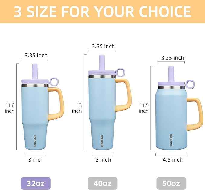 BJPKPK 32oz Stainless Steel Insulated Tumbler with Handle and Straw Travel Coffee Mug Thermal Cups with Lid,Blue