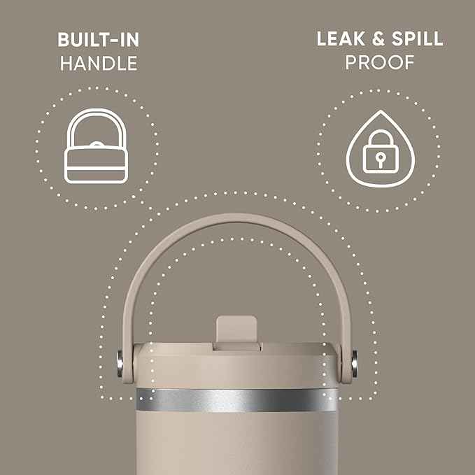Hydrapeak Nomad 32 oz Tumbler with Handle and Straw Lid, Leakproof, Double Insulated, 32oz Cup Stainless Steel (ST-Latte)