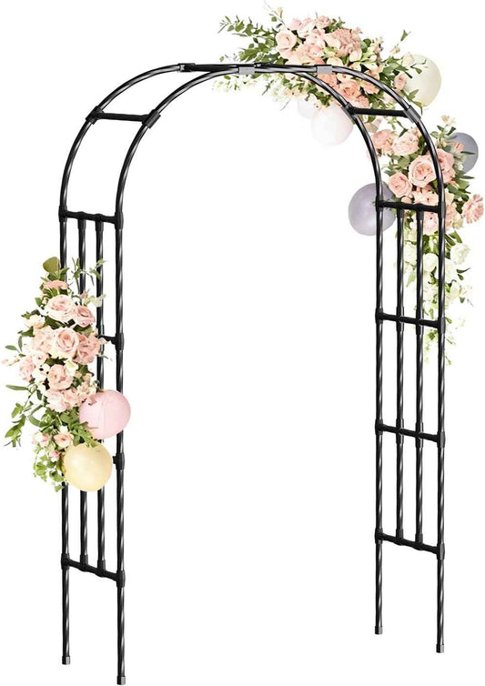 Garden Arch Trellis,4.9x8.5FT Metal Garden Arbor for Climbing Plants Outdoor,Wedding Archway for Lawn Patio Backyard Ceremony Party Decoration,Black