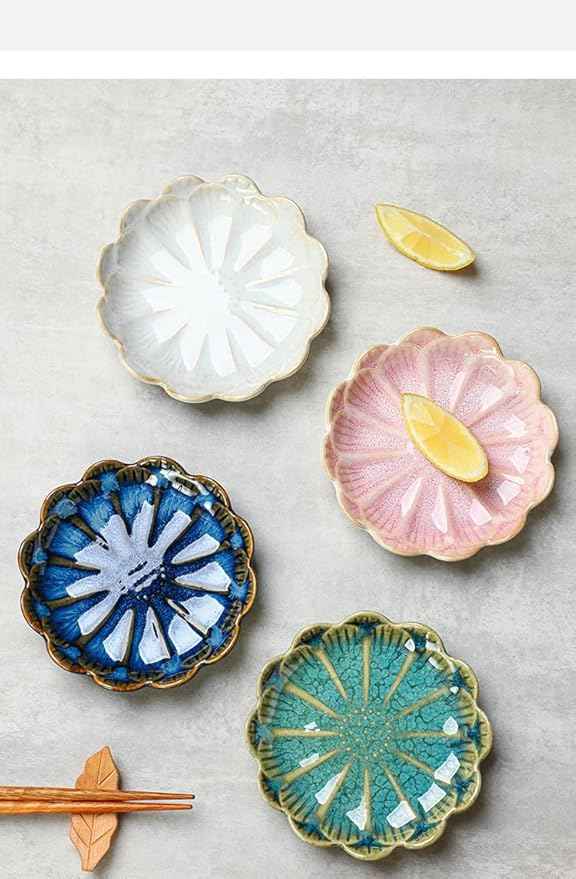 JAMEND CLXP Lotus Ring Holder Dish Small Indoor Ash Tray, Ceramic Dessert Plate Trinket Jewelry Holder Organizing Necklace Earrings for Parents Friends Sister, Blue. All Jewelries Are NOT Included.