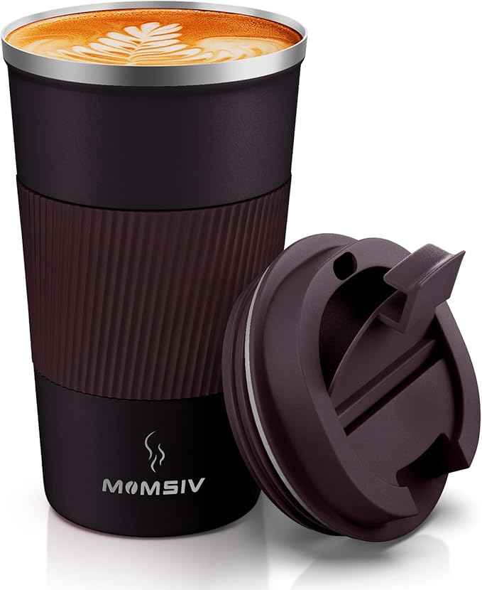 MOMSIV 17oz Travel Mug, Insulated Coffee Cup with Leakproof Lid, Vacuum Stainless Steel Double Walled Reusable Tumbler for Hot and Cold Water Coffee and Tea In Travel and Car