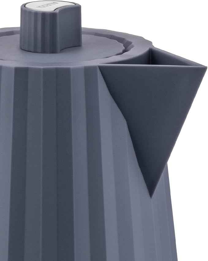 Alessi Plissé MDL06 G/UK Designer Electric Kettle, Thermoplastic Resin, English Plug 2400W, 170 cl, Grey