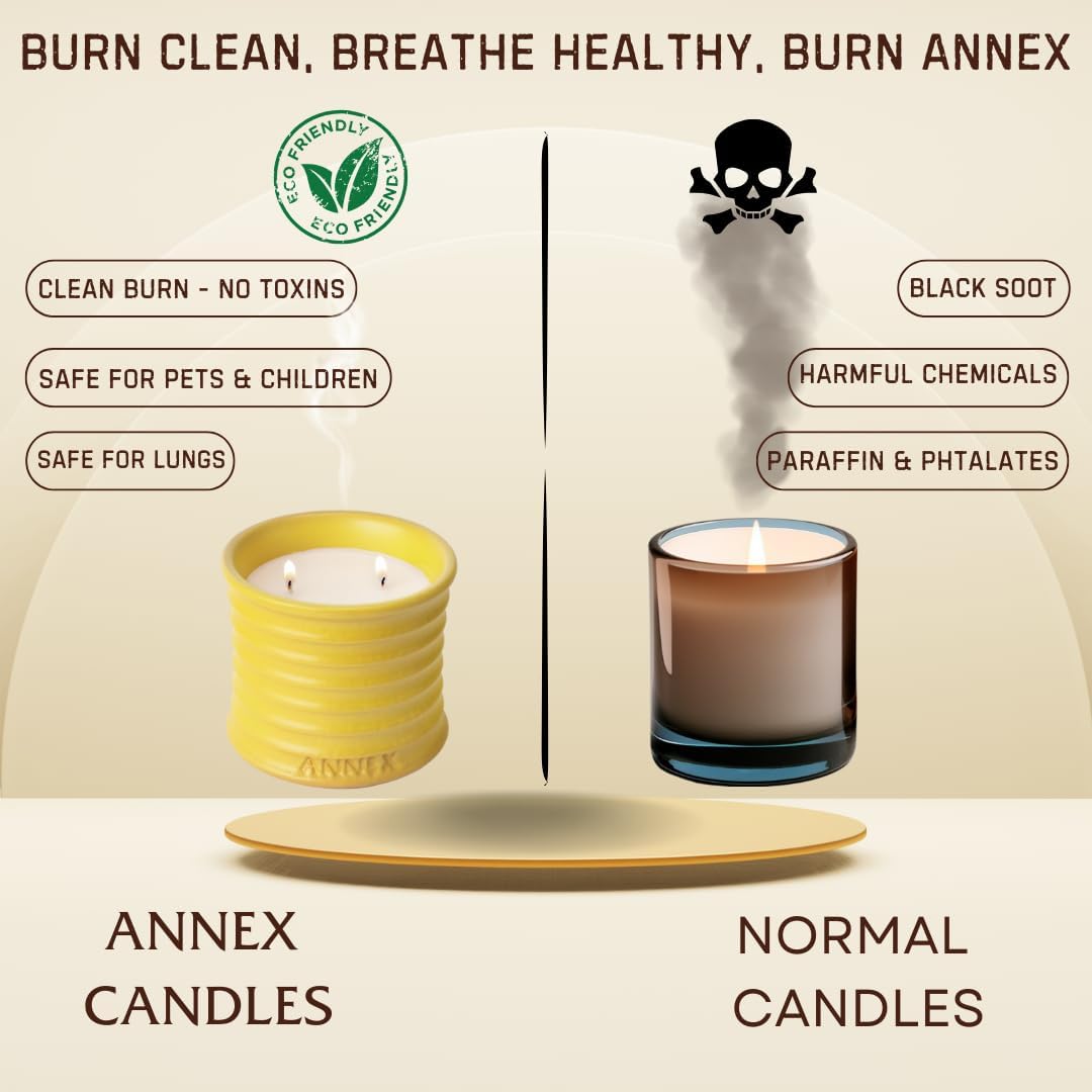 Scented Luxury Candles in Handmade Ceramic Jars, Soy Wax | Flower Bomb – Lily of The Valley & Jasmine, Large Candle | Non Toxic, 2 Wicks, Reusable Yellow Jar | Natural Spring Aromatherapy for Women