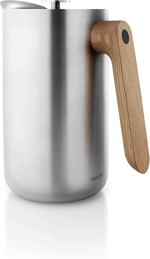 Eva Solo | Nordic Kitchen French Press Coffee Maker 34 oz | Thermo cafetiére Stainless Steel Vacuum Jug with a Oak Wood Handle | Danish Design, Functionality & Quality | Silver