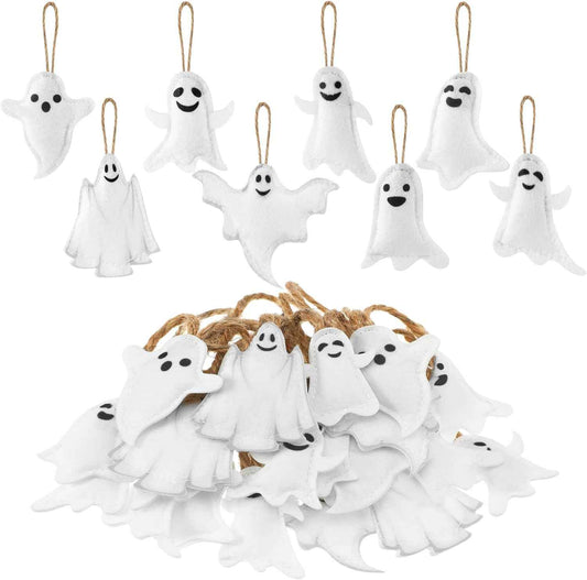 Vercraft 24 Pcs Ghost Hanging Ornaments Felt Christmas Tree Ornaments Decoration White Ghost Decoration for Small Christmas Tree Party Decor Home Favors Supplies