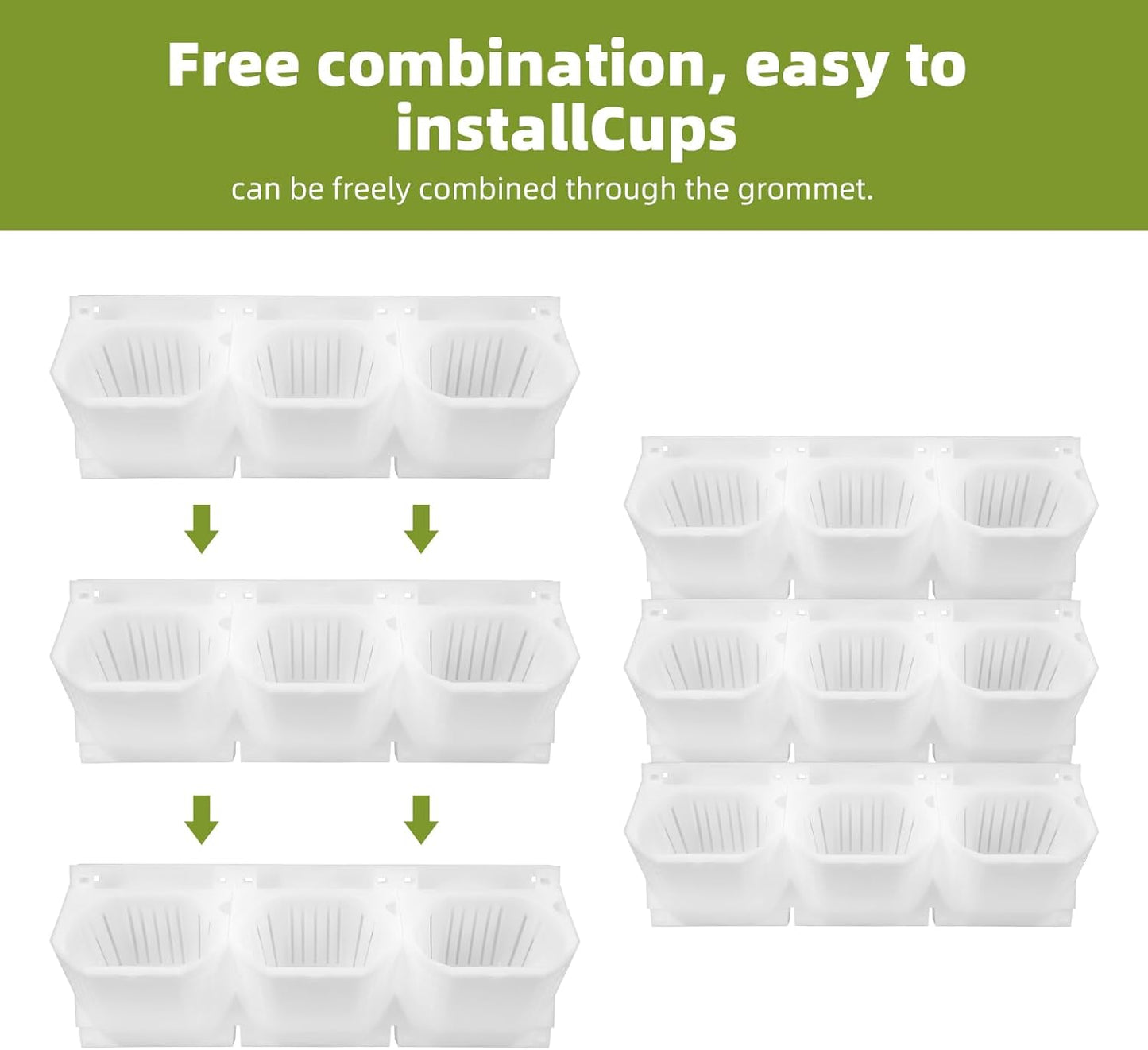 Self-Watering Vertical Wall Planter, 36 Pots Wall Mounted Garden for Indoor/Outdoor, Stackable Planter, Includes Panels, for Herbs, Flowers & Vegetables (White)