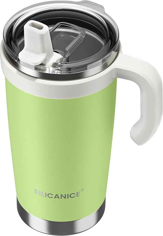 For Iced Coffee & Smoothies – Never Drink from a Moldy Lid Again: 20oz Hygienic Tumbler, 100% Leakproof Lid & Removable Foldable Spout. Reinforced Base, Fits Cup Holders - KeyLime