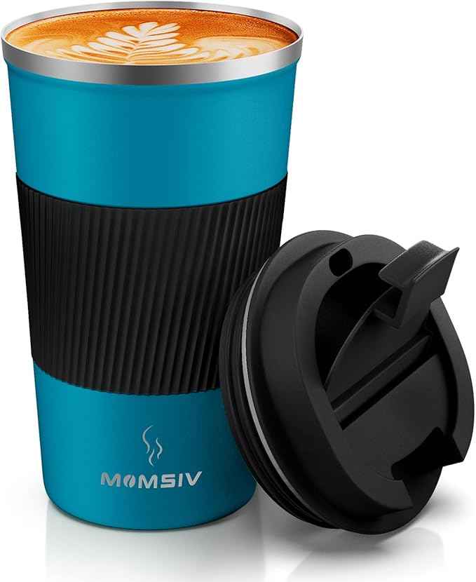 MOMSIV 17oz Travel Mug, Insulated Coffee Cup with Leakproof Lid, Vacuum Stainless Steel Double Walled Reusable Tumbler for Hot and Cold Water Coffee and Tea In Travel and Car