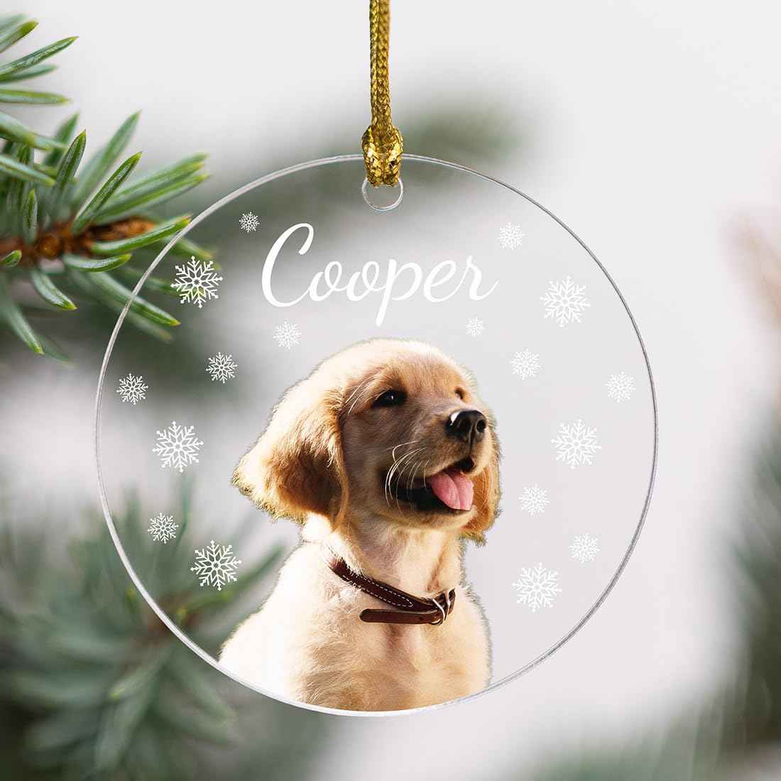 Personalized Dog Photo Ornament, Custom Pet Picture Ornament
