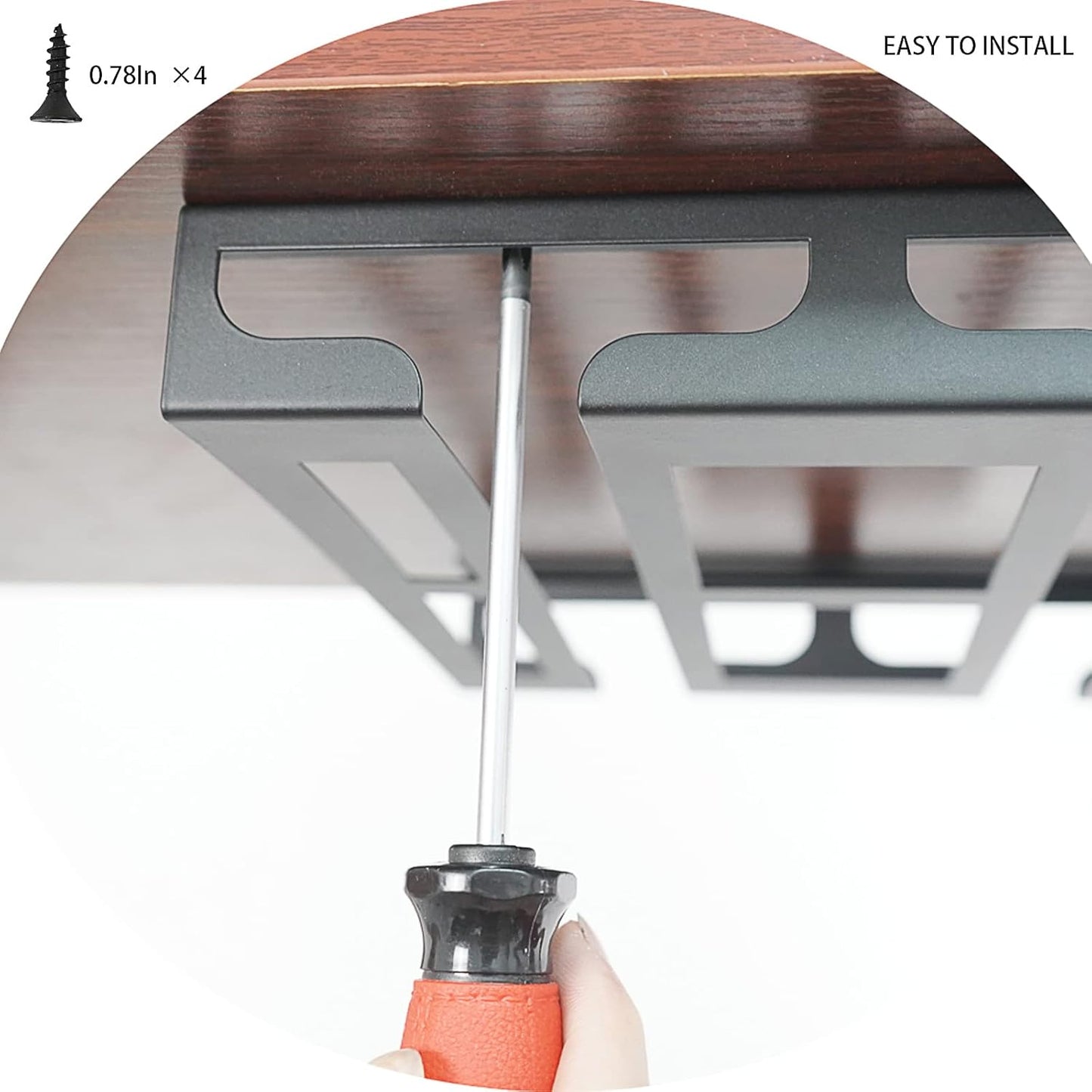 Wine Glass Rack - Under Cabinet Stemware Wine Glass Holder Glasses Storage Hanger Metal Hanging Organizer for Bar Kitchen 3 Rows Black