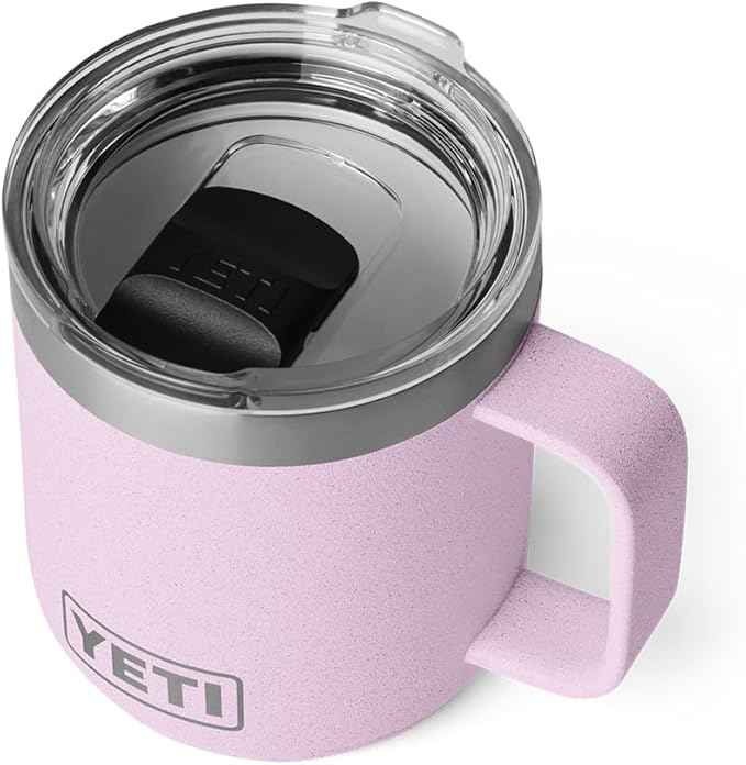 YETI Rambler 10 oz Ceramic Lined Stackable Mug, Vacuum Insulated, Stainless Steel with MagSlider Lid, Cherry Blossom