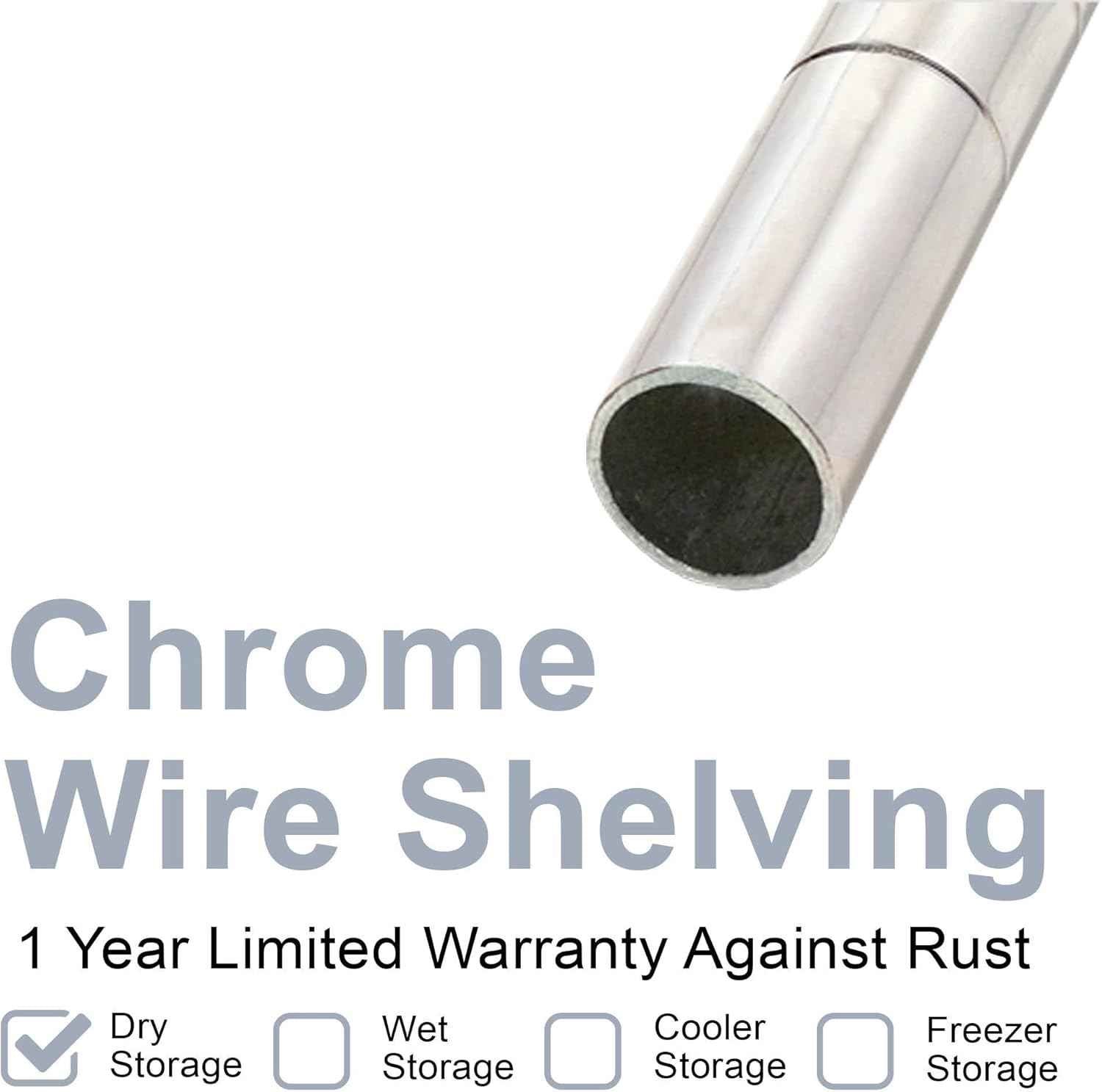 Nexel - 18" x 72" x 86", 5 Tier, NSF Listed Adjustable Wire Shelving, Unit Commercial Storage Rack, Chrome, Leveling feet