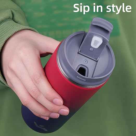 Konokyo Tumbler with Lid, 16 oz Travel Coffee Mug Double Wall Vacuum Stainless Steel Thermal Metal Cup Insulated Water Bottle,Rosy Red
