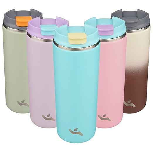 Konokyo Tumbler with Lid, 16 oz Travel Coffee Mug Double Wall Vacuum Stainless Steel Thermal Metal Cup Insulated Water Bottle,Ice Blue