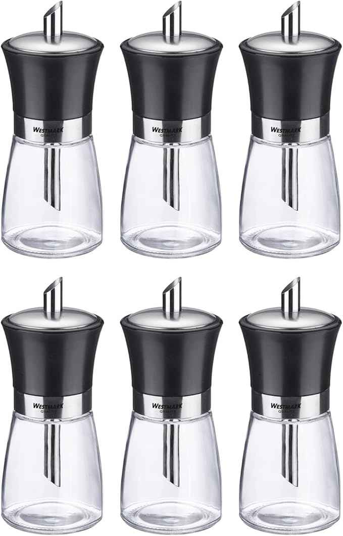 Westmark 63592611 Sugar Dispenser, Capacity: 190 ml Each, Glass/Stainless Steel/Plastic, Blacky, Transparent/Black/Silver