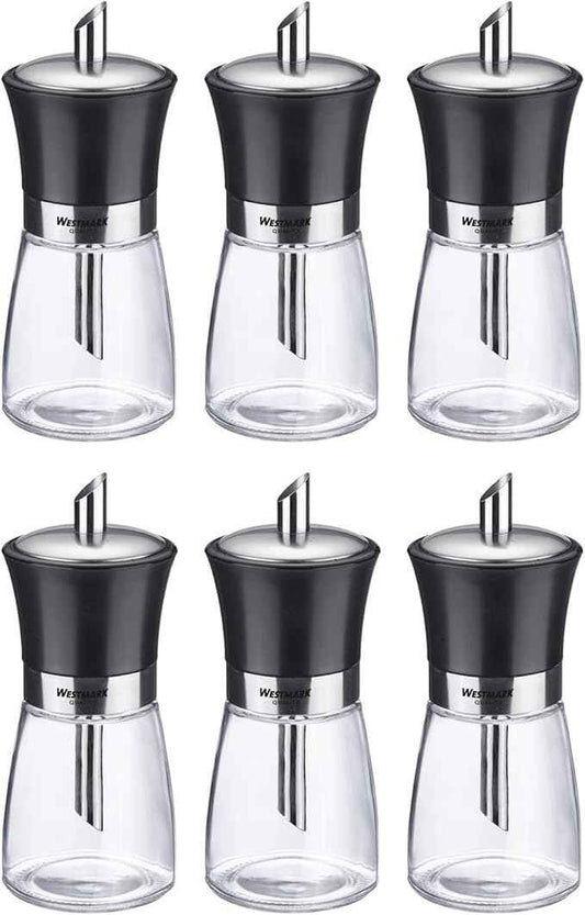 Westmark 63592611 Sugar Dispenser, Capacity: 190 ml Each, Glass/Stainless Steel/Plastic, Blacky, Transparent/Black/Silver