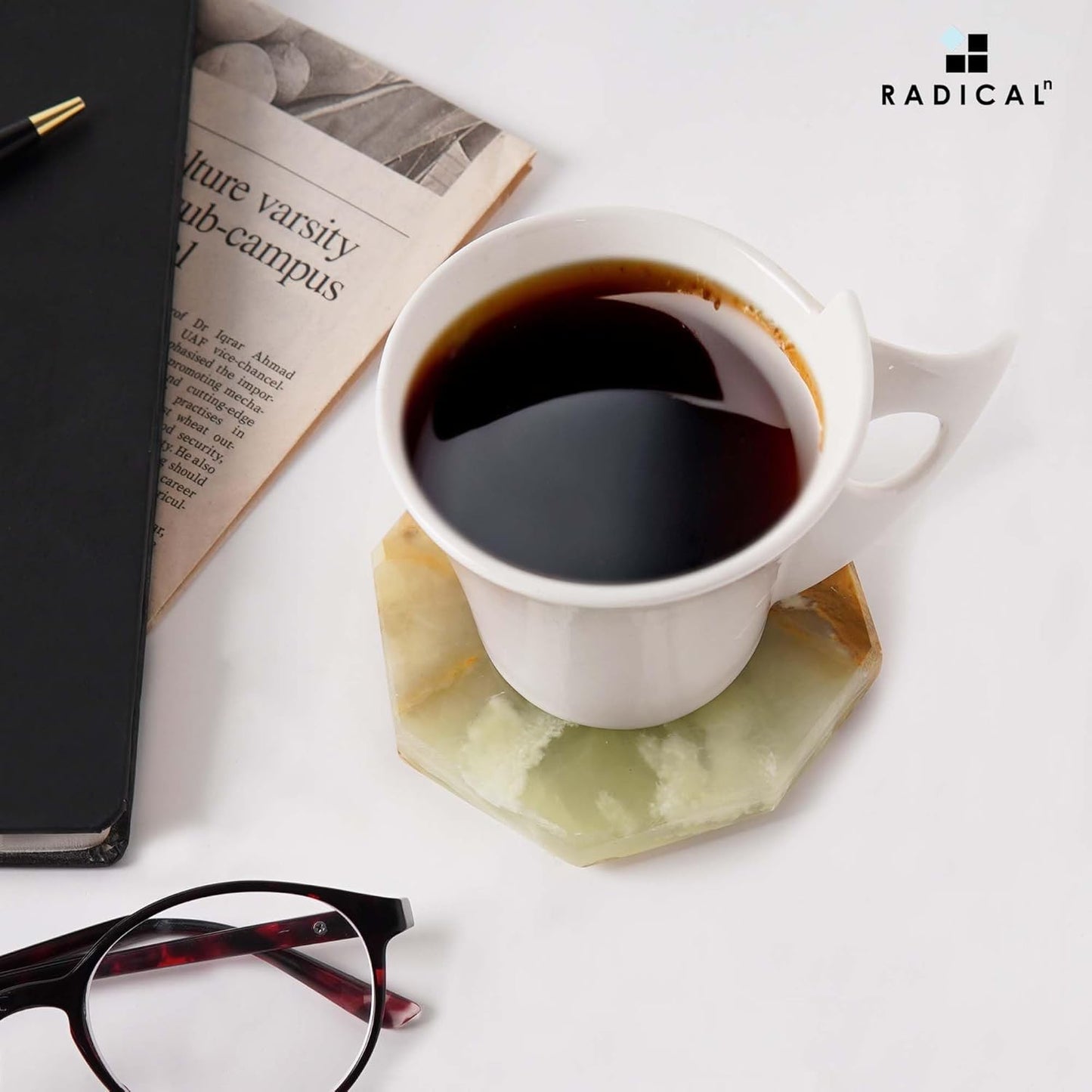 Radicaln Marble Coasters Star 3.5" Inches Green Onyx Handmade Marble Drink Coasters for Home and Kitchen, Drink Coaster Set of 6, Ideal Coaster for Drink