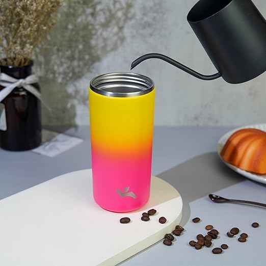 Konokyo Tumbler with Lid, 12 oz Travel Coffee Mug Double Wall Vacuum Stainless Steel Thermal Metal Cup Insulated Water Bottle,Rainbow