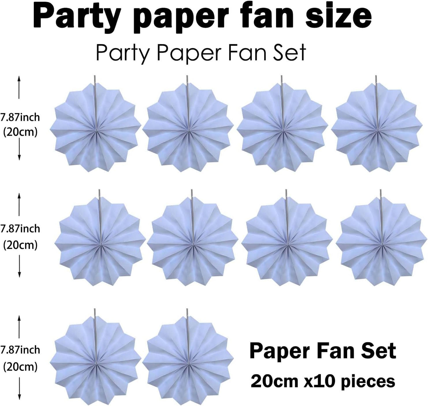 White Party Decorations,Wedding Decorations for Party Events Accessories,White Birthday Decor,Anniversary Decorations,Birthday Decorations for Men 8in Hanging Paper Fans 30 Color DIY Set(White)