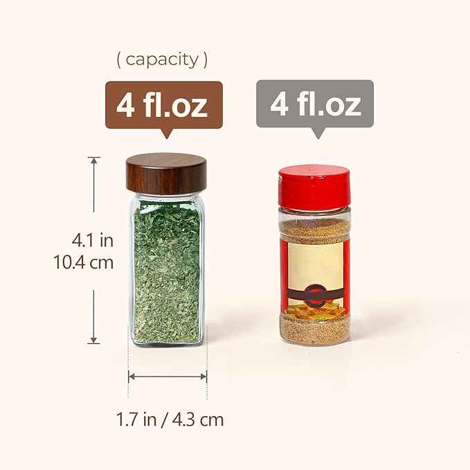 ComSaf 24Pcs (4Oz) Glass Spice Jars with Label, Airtight Seasoning Containers with Lid for Home Cooks to Organizing Herbs, Sugar, Pepper, Salt, Glass Spice Bottles Organize Cabinet & Drawer
