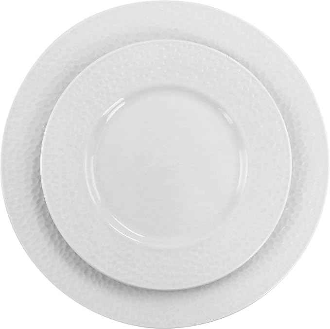 Elama White Porcelain Dish Dinnerware Set, 16 Piece, Jasmine (Elama Glossy)