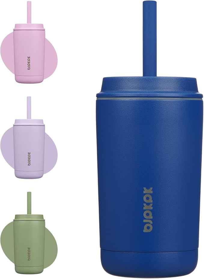 BJPKPK Insulated Tumbler with Lid and Straw,12 oz Stainless Steel Travel Coffee Mug,Spill Proof Thermal Cup,Keep Drinks Cold and Hot,Sapphire Blue