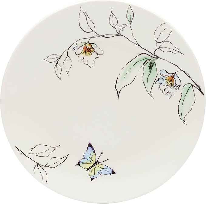Oneida Dinnerware Set, Botanica 12-Piece Dinnerware Set, Service For 4, Porcelain Material, Dishwasher And Microwave Safe, Bowls, Plates And Bowls, Dinner Dishes, Plates, Home (White, 12 Piece)