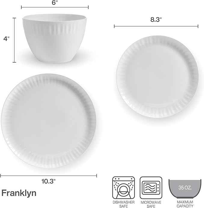 Mikasa Franklyn Bone China Chip Resistant 12 Piece Dinnerware Set, Service for 4