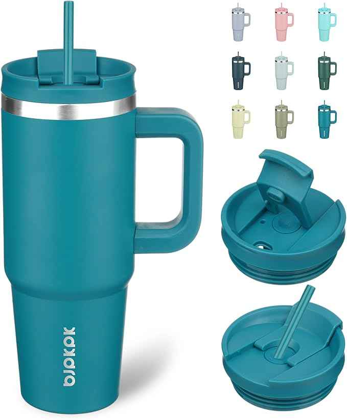 BJPKPK 30 oz Insulated Tumbler With Lid And Straw Stainless Steel Tumblers Cup With Handle For Women And Men,Laguna